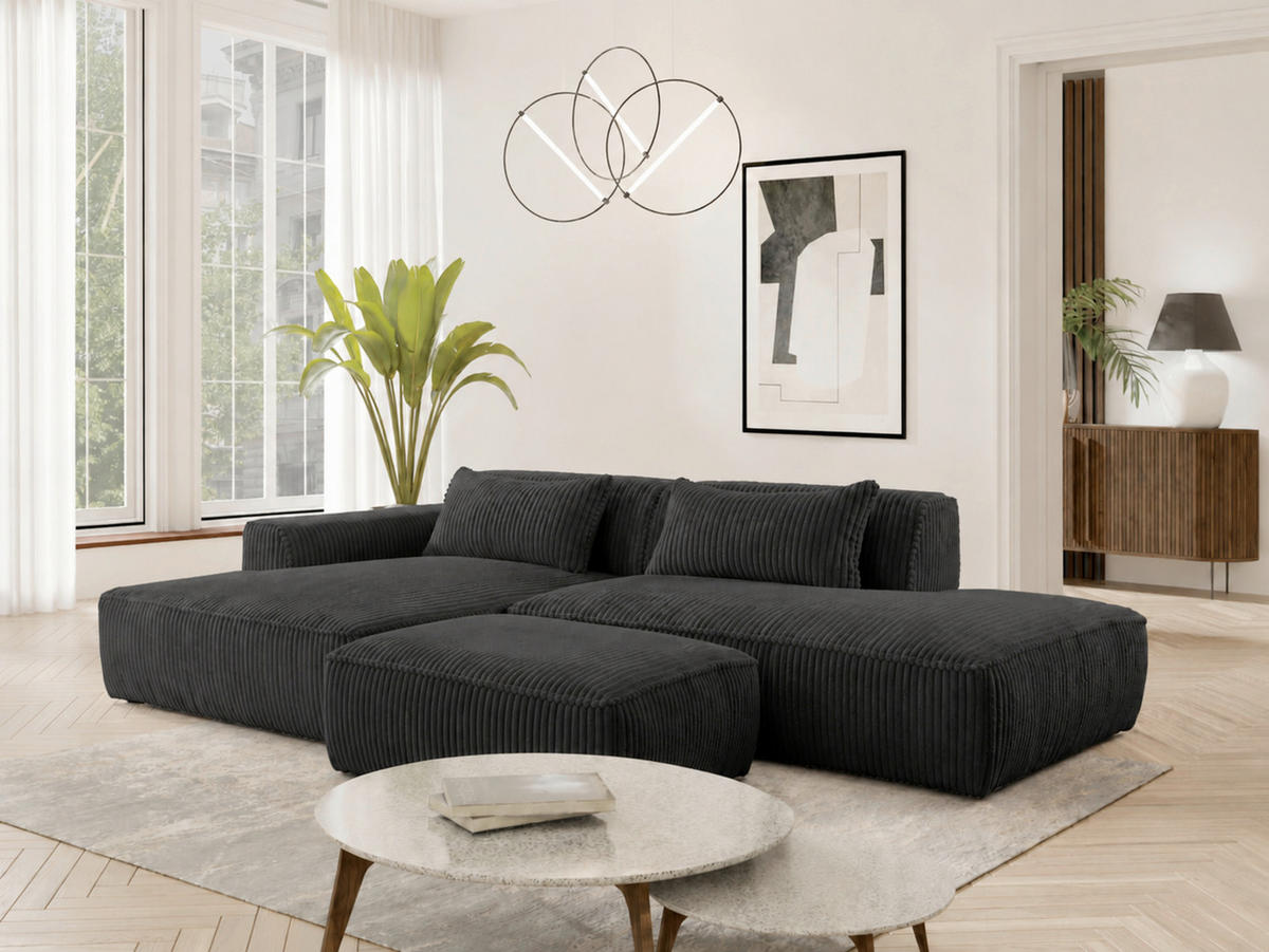 HOCKER in Textil, Holzwerkstoff Schwarz  - Schwarz, KONVENTIONELL, Holzwerkstoff/Kunststoff (105/43/65cm) - Livetastic