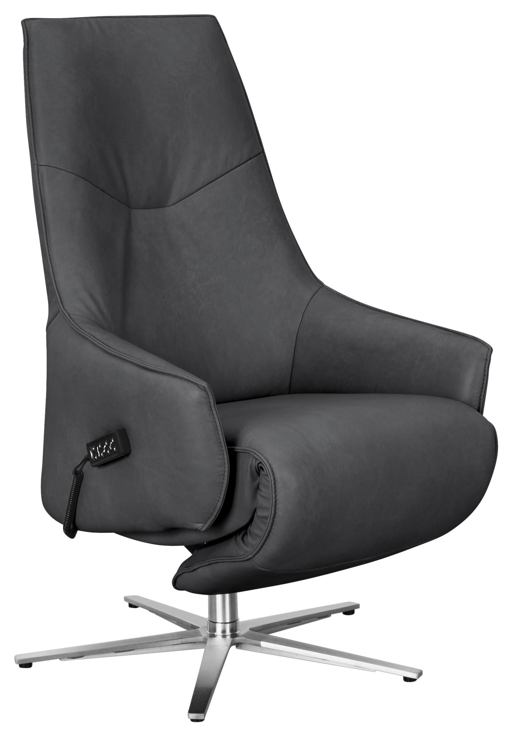 RELAXSESSEL in Leder Dunkelgrau  - Edelstahlfarben/Dunkelgrau, Design, Leder/Metall (70/120/88cm) - Himolla