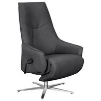 RELAXSESSEL in Leder Dunkelgrau  - Edelstahlfarben/Dunkelgrau, Design, Leder/Metall (70/120/88cm) - Himolla