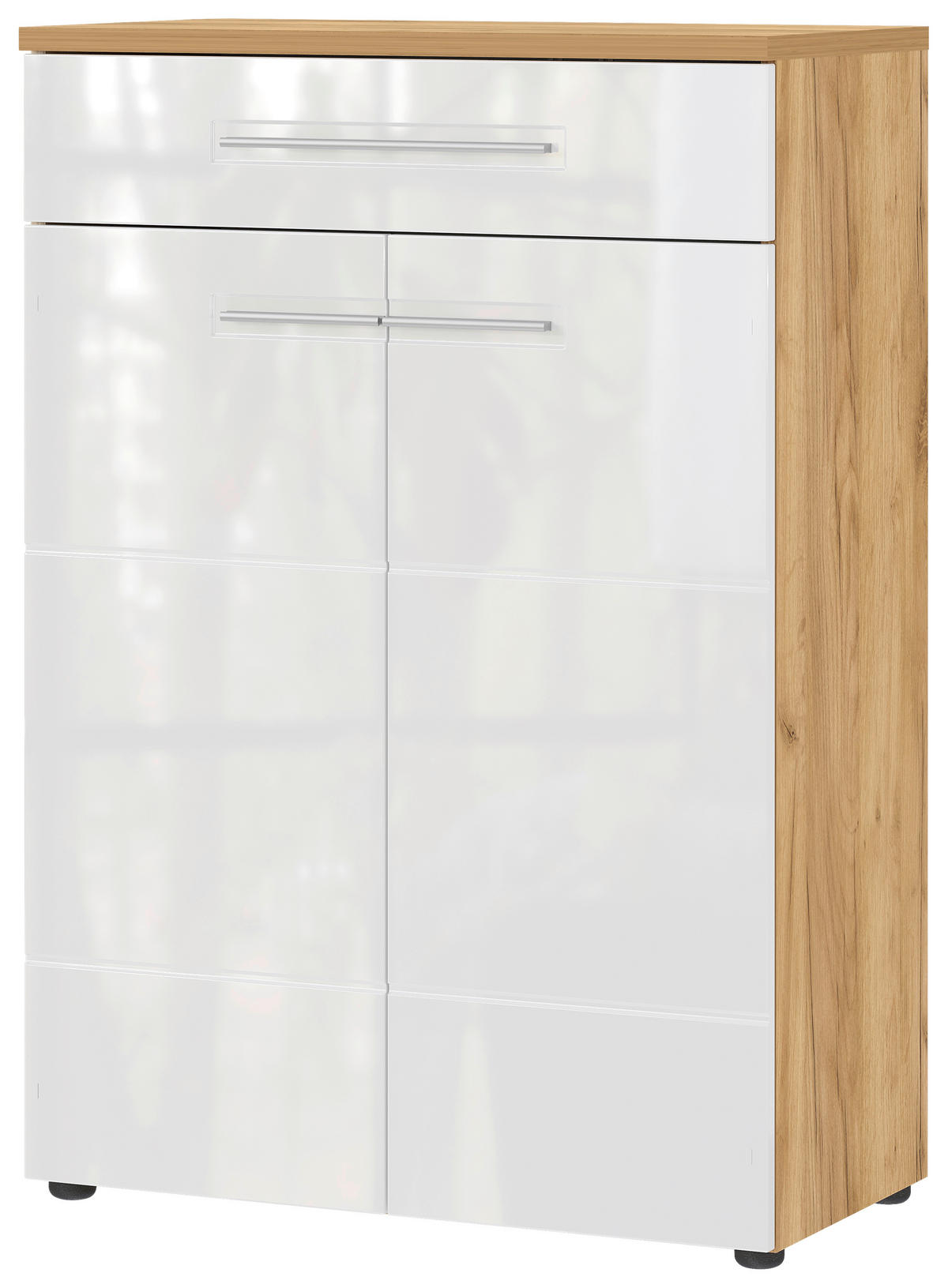 SCHUHSCHRANK Weiß, Eichefarben  - Eichefarben/Silberfarben, MODERN, Holzwerkstoff/Metall (75/110/41cm) - Germania