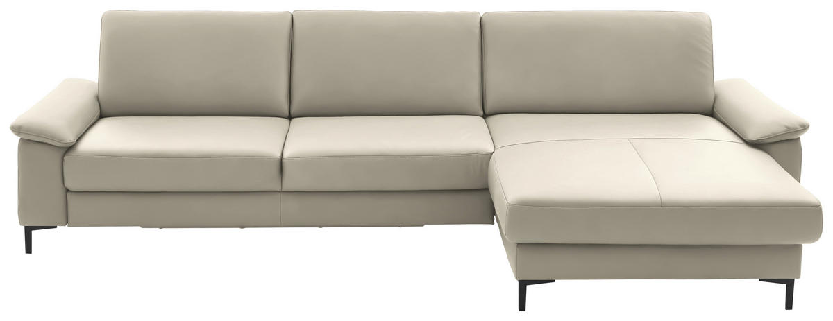 ECKSOFA in Echtleder Ecru  - Ecru/Schwarz, Design, Leder/Metall (334/176cm) - Dieter Knoll
