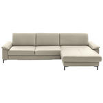 ECKSOFA  in Echtleder Ecru  334/176 cm  - Ecru/Schwarz, Design, Leder/Metall (334/176cm) - Dieter Knoll