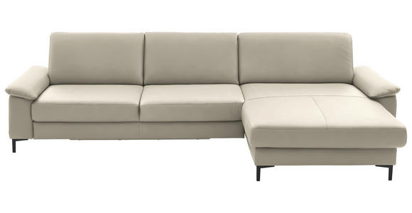 ECKSOFA  in Echtleder Ecru  334/176 cm  - Ecru/Schwarz, Design, Leder/Metall (334/176cm) - Dieter Knoll