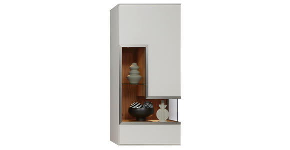 HÄNGEVITRINE in Weiß, Eichefarben   - Eichefarben/Alufarben, Design, Glas/Holz (60,3/137,1/42,4cm) - Dieter Knoll