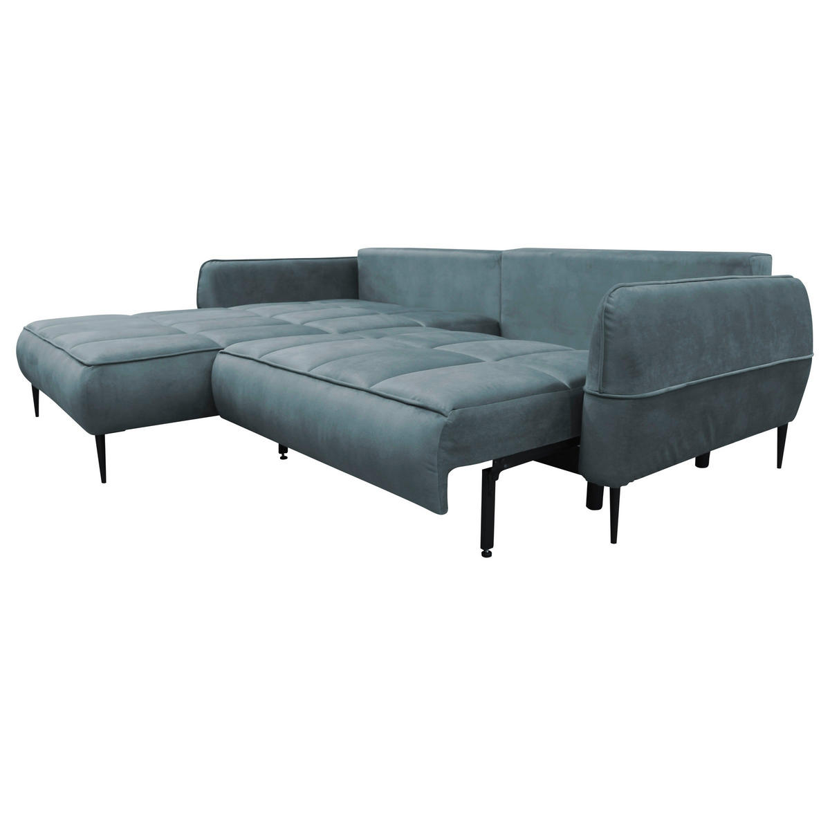 ECKSOFA Blau Velours  - Blau/Schwarz, Design, Textil/Metall (189/260cm) - MID.YOU