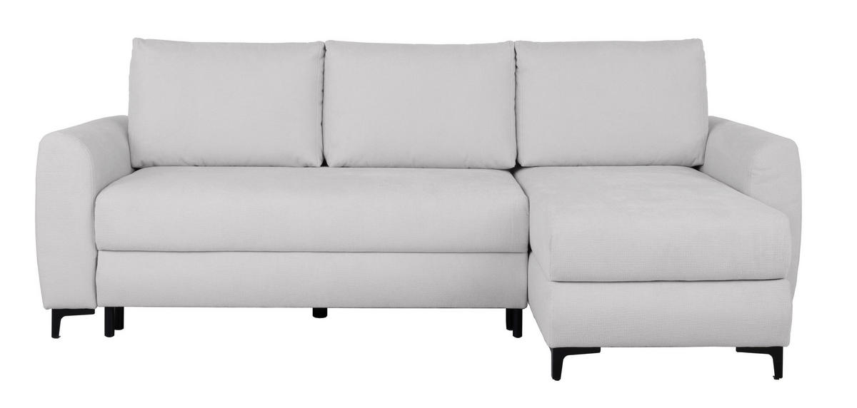ECKSOFA Moli Grau Mikrofaser  - Schwarz/Grau, Design, Textil/Metall (236/148cm) - MID.YOU