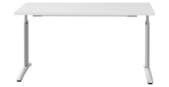 SCHREIBTISCH 140/80/70-82 cm  in Weiß, Alufarben  - Alufarben/Weiß, KONVENTIONELL, Holzwerkstoff/Metall (140/80/70-82cm) - Moderano