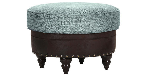 HOCKER Chenille, Mikrofaser Türkis, Dunkelbraun  - Türkis/Dunkelbraun, ROMANTIK / LANDHAUS, Holz/Textil (75/50/75cm) - Landscape