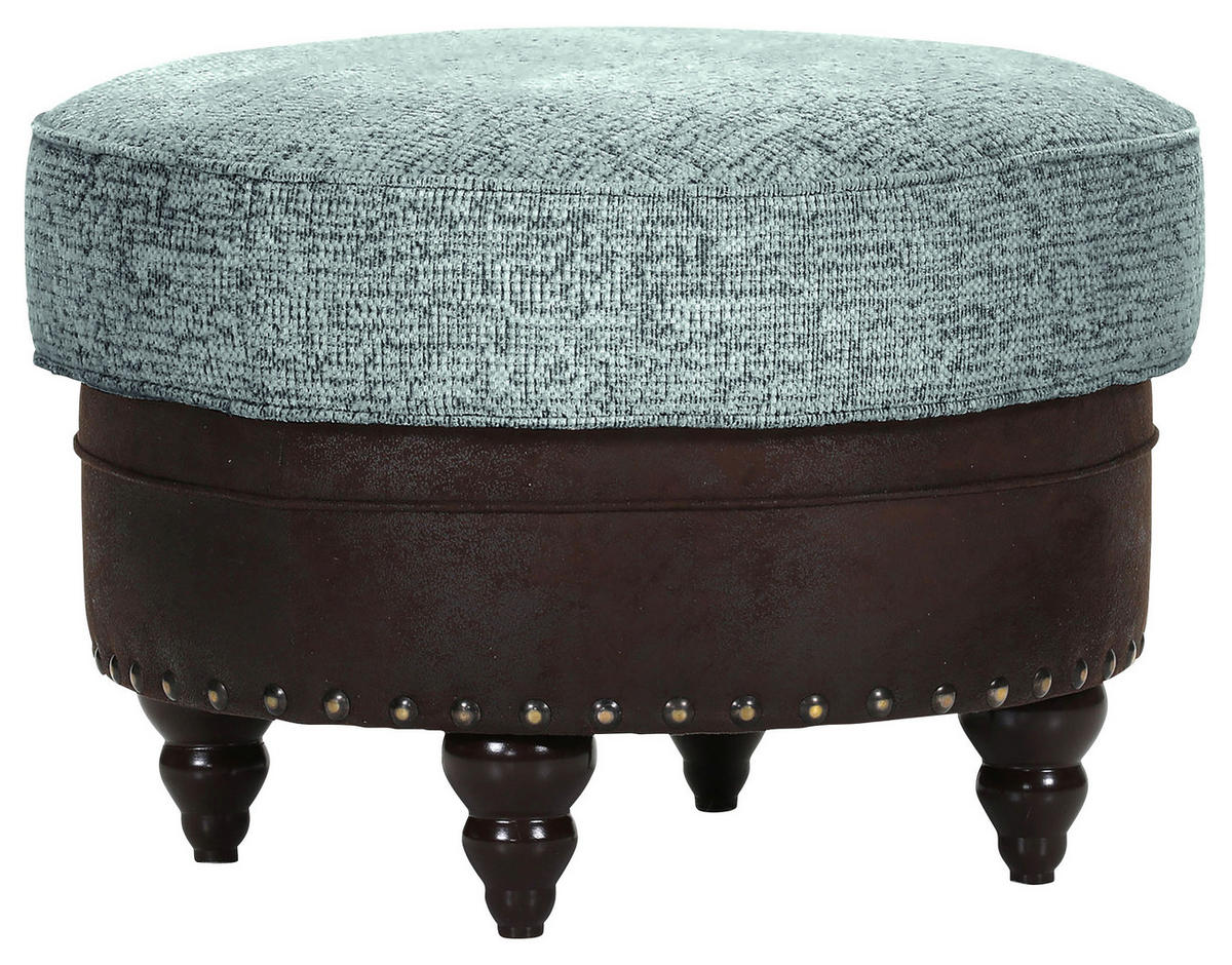 HOCKER Chenille, Mikrofaser Türkis, Dunkelbraun  - Türkis/Dunkelbraun, ROMANTIK / LANDHAUS, Holz/Textil (75/50/75cm) - Landscape