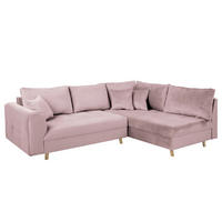 ECKSOFA Ariella in Samt Rosa  231/161 cm  - Naturfarben/Rosa, Design, Holz/Textil (231/161cm) - Livetastic