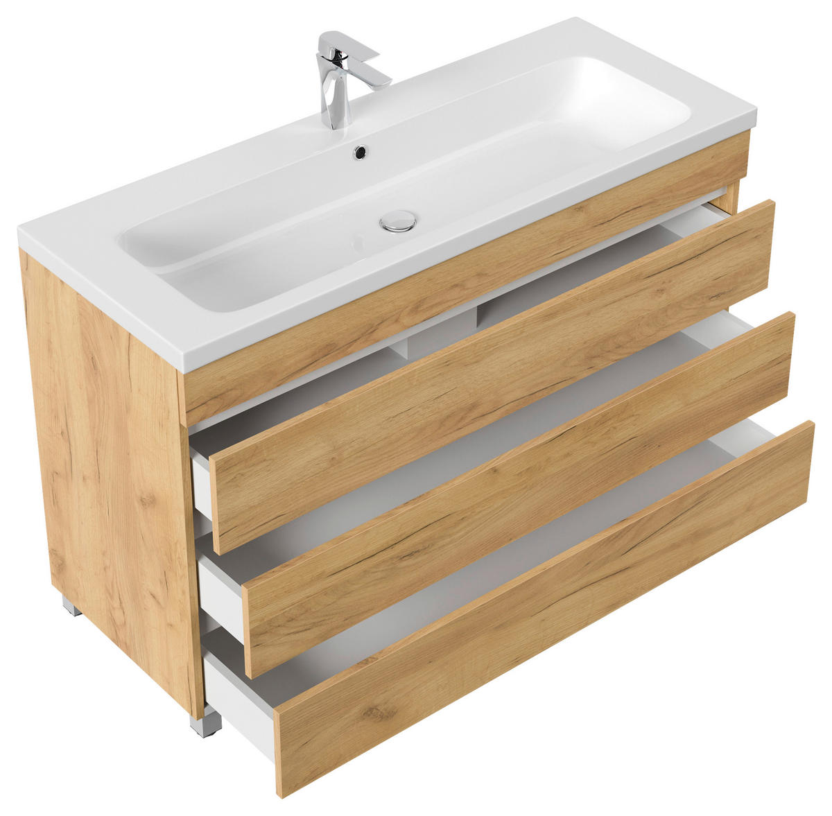 WASCHTISCHKOMBI 120 cm  - Eichefarben/Weiß, Basics, Holzwerkstoff/Stein (120cm) - MID.YOU