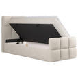 BOXBETT 90/200 cm,  in Beige, gepolstertes Kopfteil, Bettkasten, Topper, H3 = fest  - Beige/Schwarz, Design, Holzwerkstoff/Kunststoff (90/200cm) - Xora