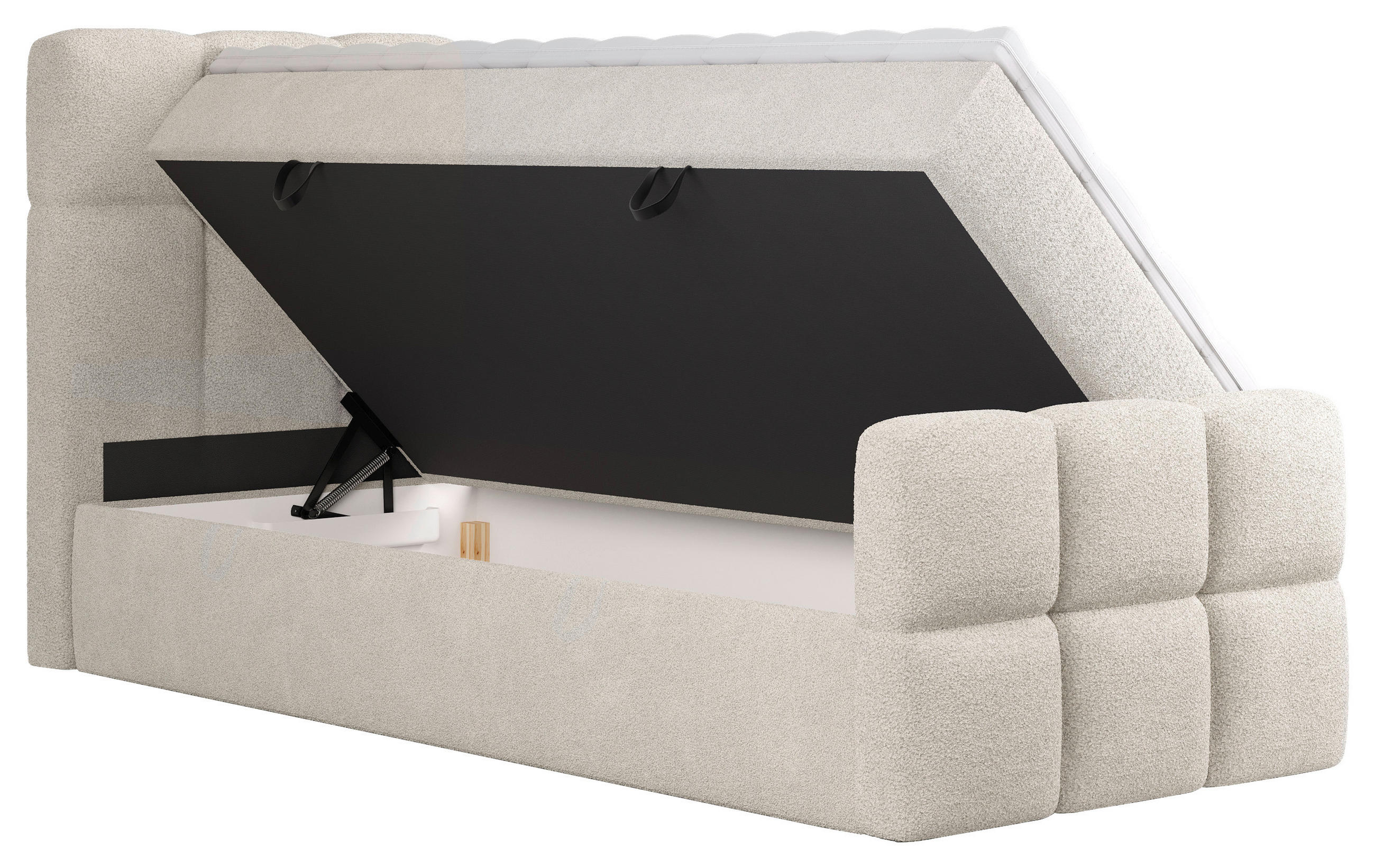 BOXBETT 100/200 cm  in Beige  - Beige/Schwarz, Design, Holzwerkstoff/Kunststoff (100/200cm) - Xora