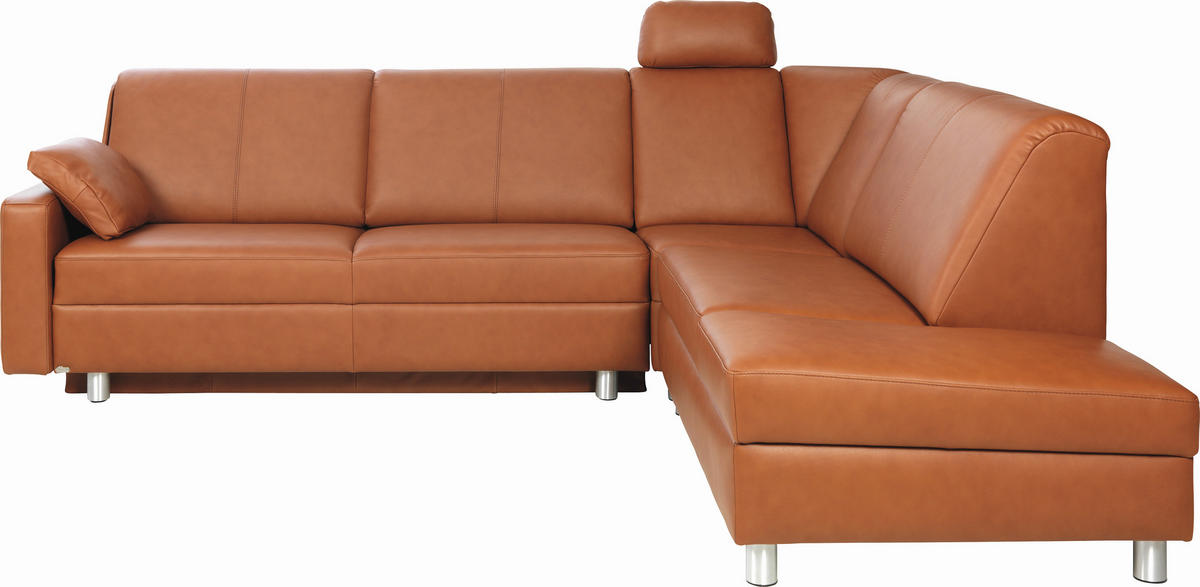 ECKSOFA  in Echtleder Braun  268/217 cm  - Alufarben/Braun, KONVENTIONELL, Leder/Metall (268/217cm) - Sedda