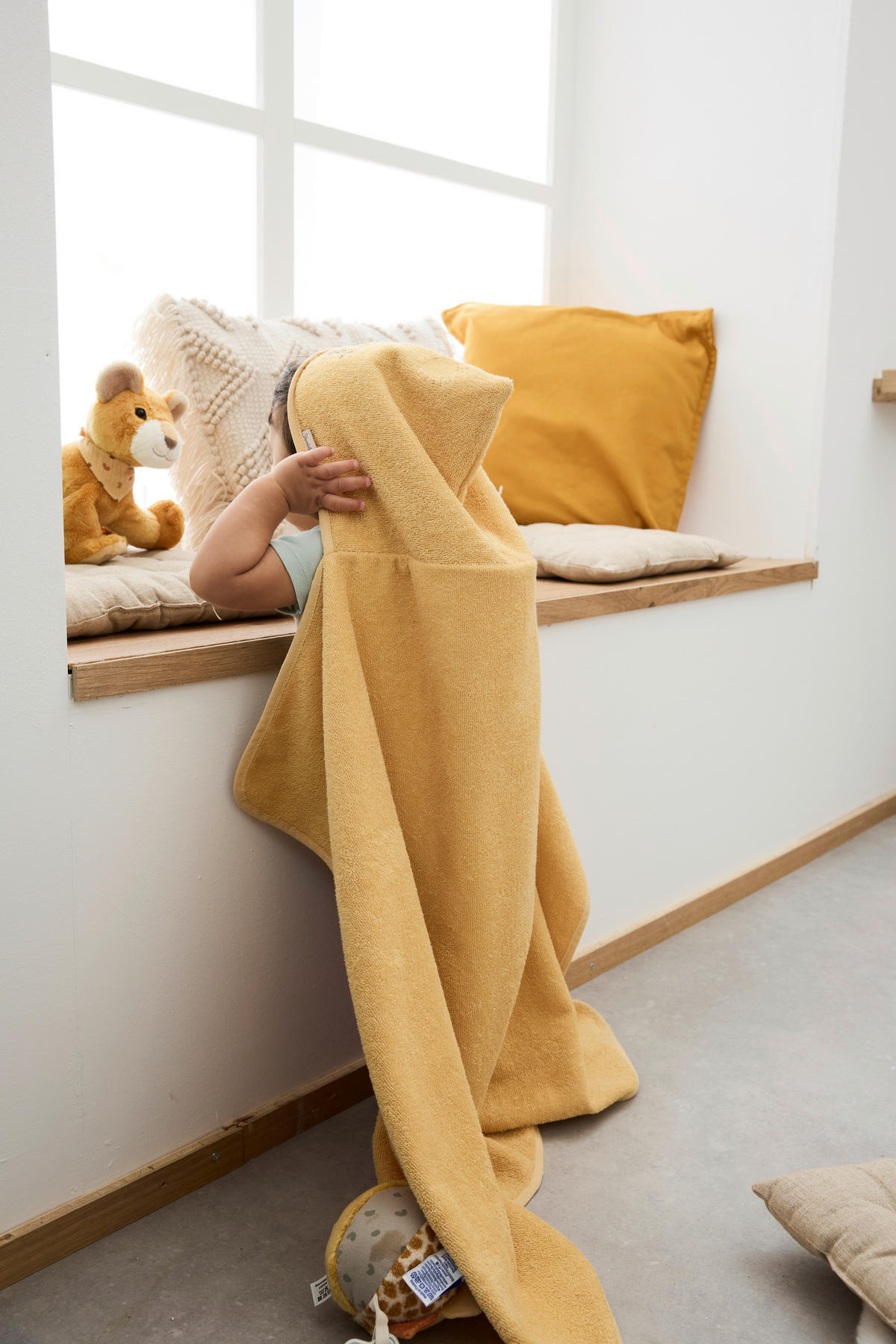 KAPUZENBADETUCH Löwe Leo  - Dunkelgelb, Basics, Textil (100/100/0,5cm) - Sterntaler