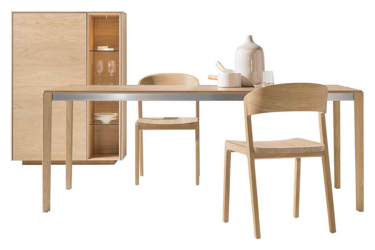 ESSTISCH in Holz, Metall 200(300)/100/75 cm  - Edelstahlfarben/Eichefarben, Design, Holz/Metall (200(300)/100/75cm) - Team 7