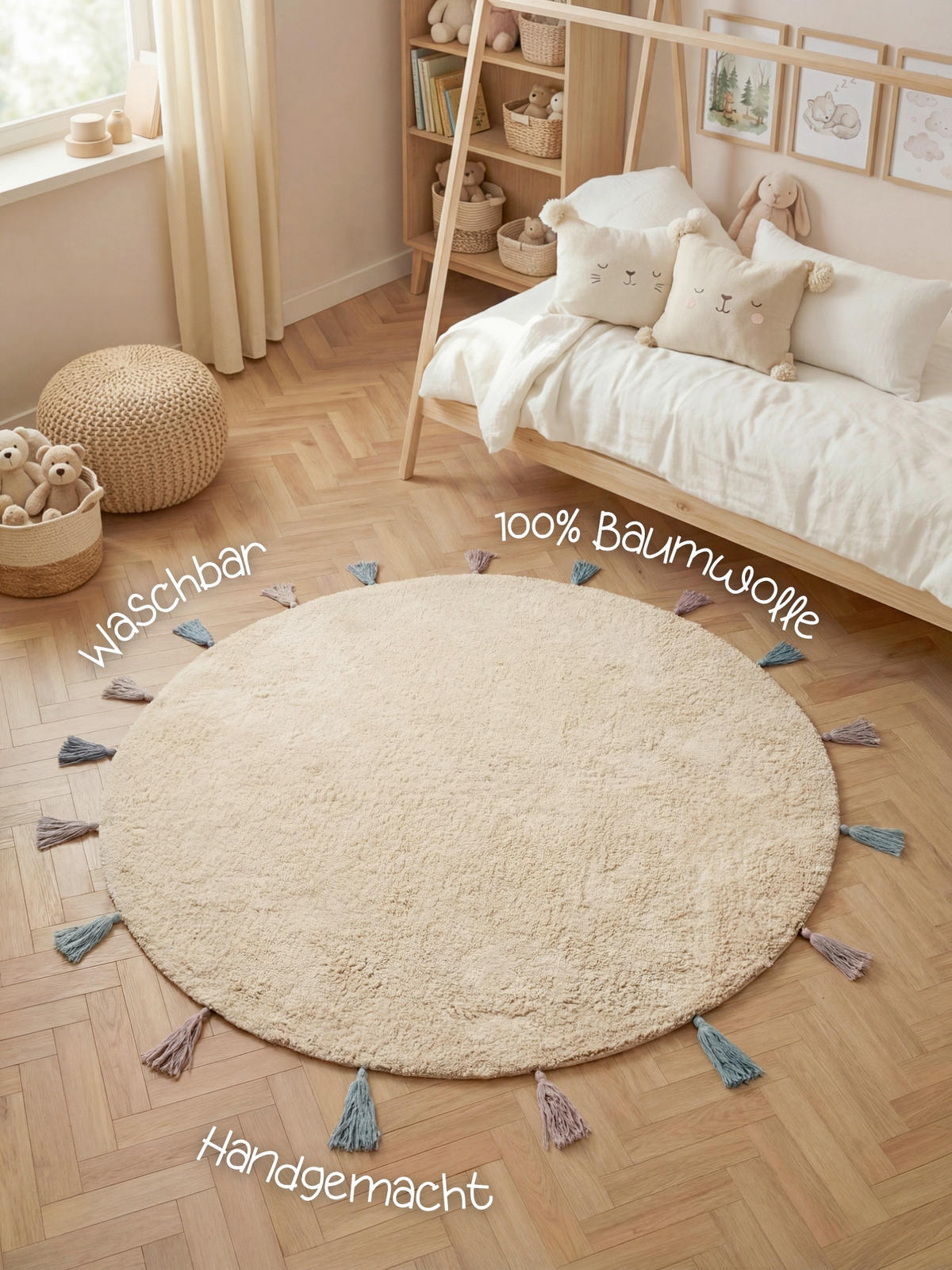 KINDERTEPPICH 160 cm Snuggle Sunna Creme, Multicolor rund  - Multicolor/Creme, Basics, Kunststoff/Textil (160cm) - Hanse Home