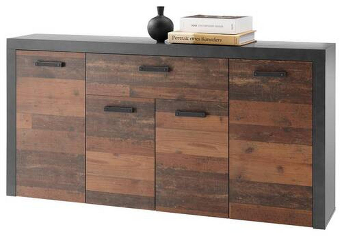 SIDEBOARD  in 180/90/38 cm  - Eichefarben/Dunkelgrau, Design, Holzwerkstoff/Kunststoff (180/90/38cm) - MID.YOU