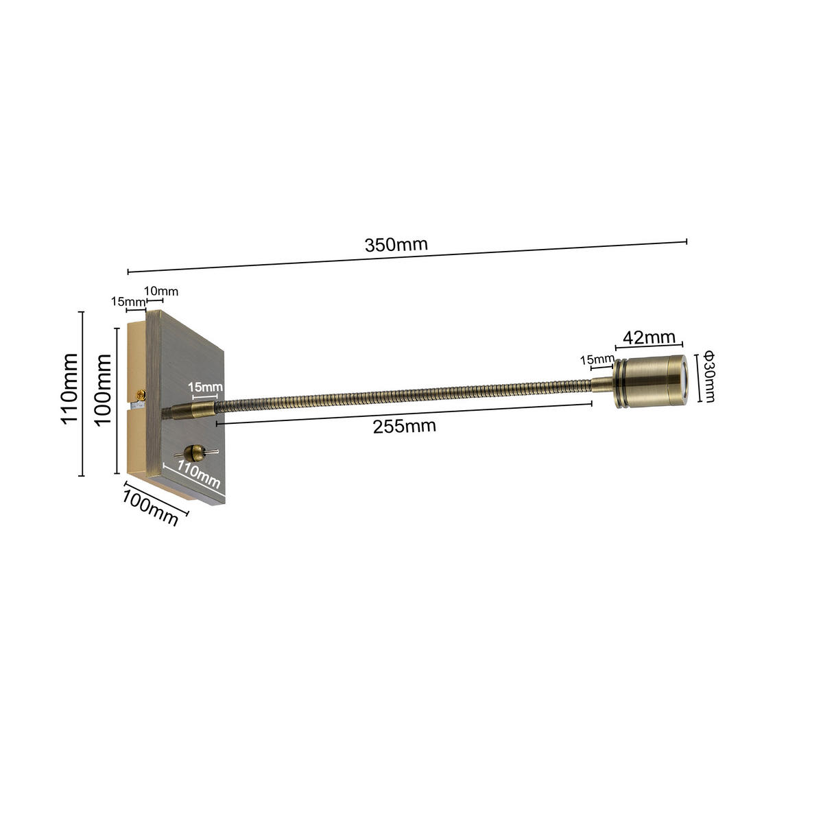 LED-WANDLEUCHTE - Bronzefarben, Konventionell, Kunststoff/Metall (11/11/35cm) - Novel