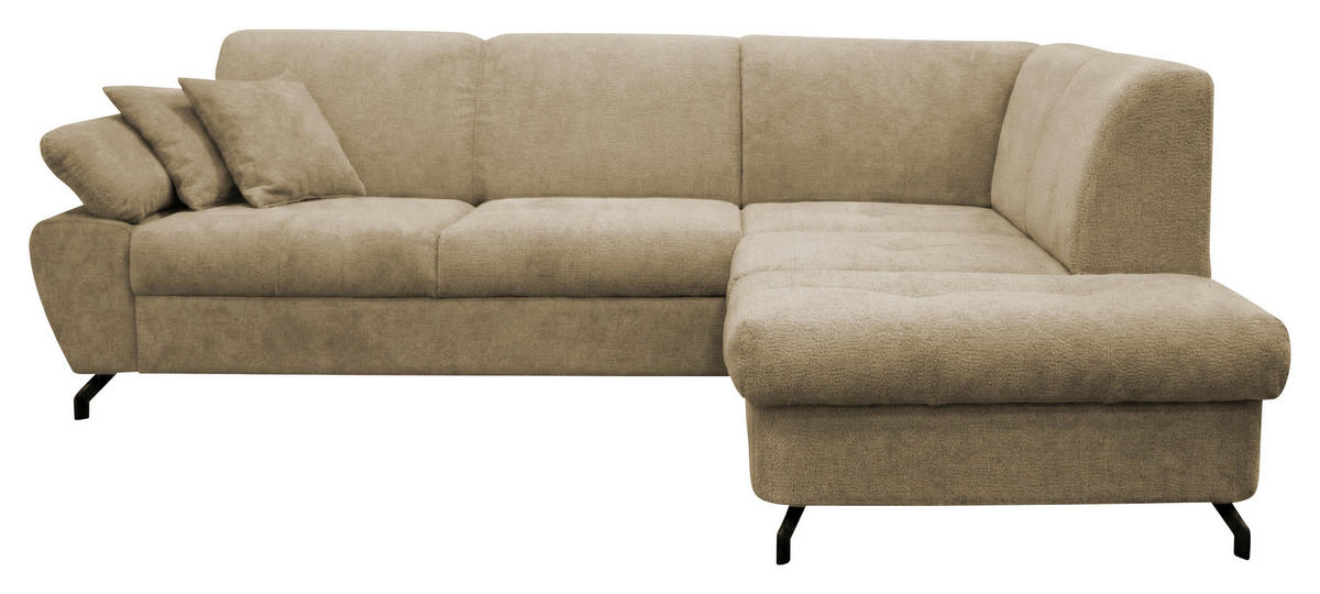 ECKSOFA CORA in Chenille Beige  261/198 cm  - Beige/Schwarz, Design, Textil/Metall (261/198cm) - MID.YOU