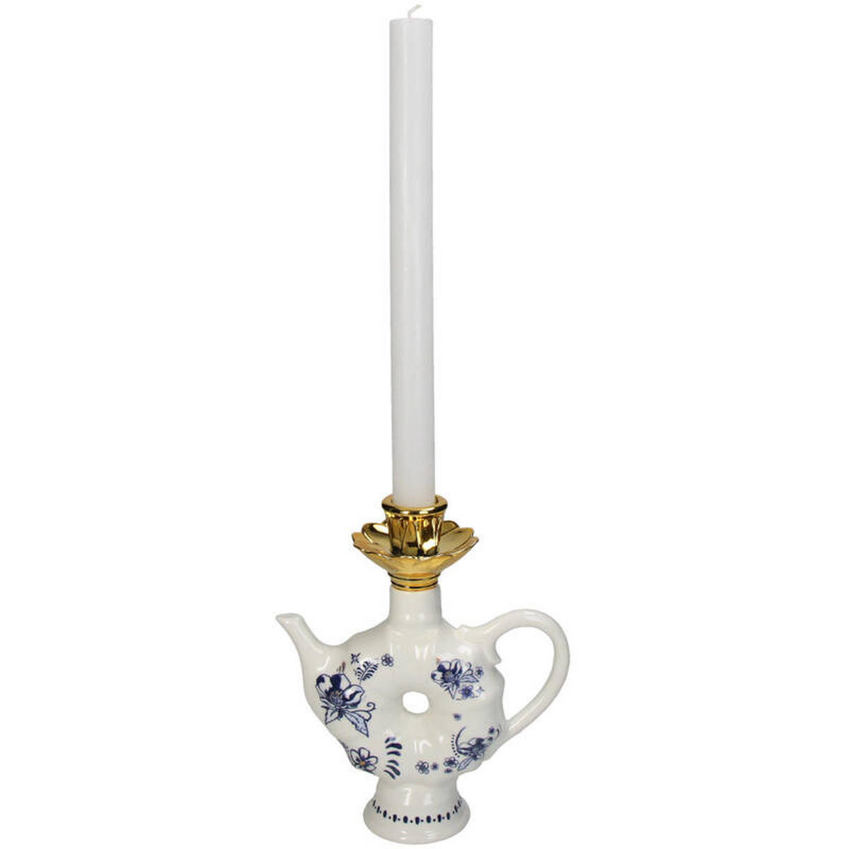 LJUSLYKTA - vit/blå, Basics, keramik (16/19/7cm)