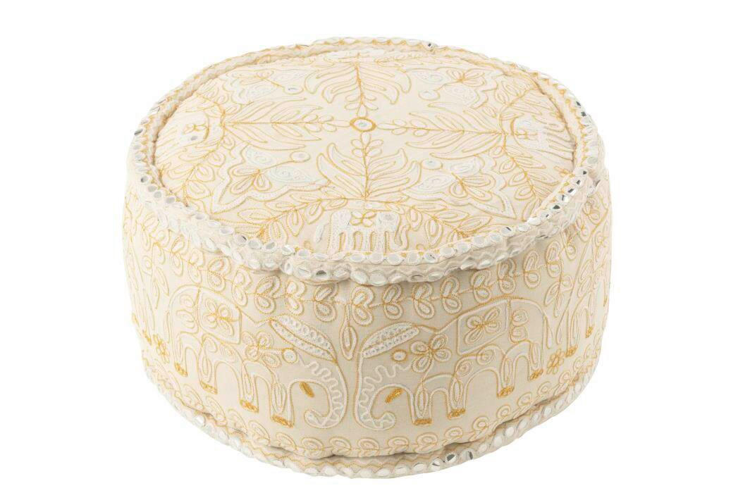 HOCKER in Textil Creme, Goldfarben  - Goldfarben/Creme, Basics, Textil (54/54/30cm)