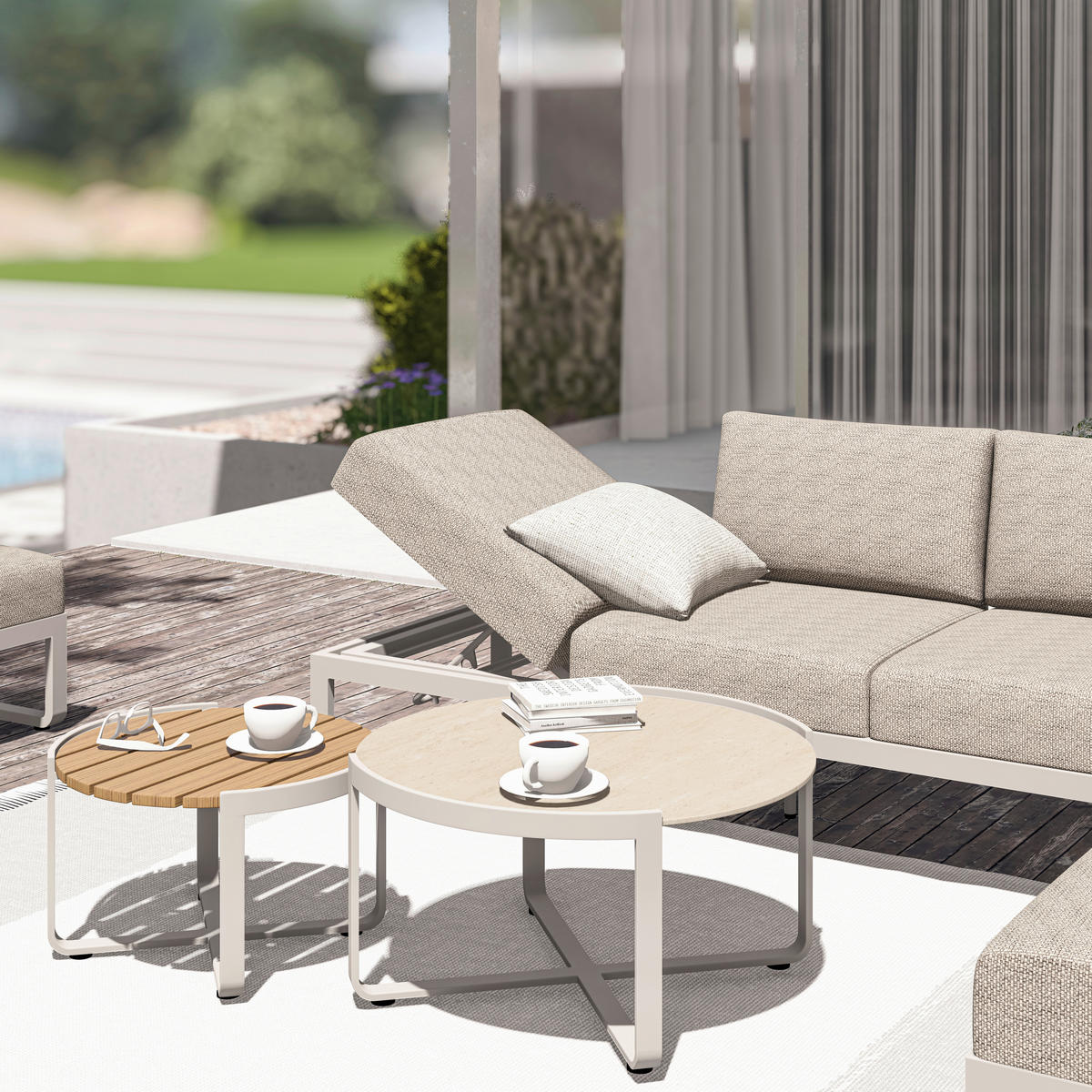 LOUNGESOFA 207/82/70 cm Aluminium  - Sandfarben/Mokka, Design, Textil/Metall (207/82/70cm) - Zebra 