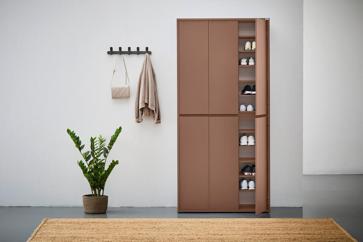 OMARA ZA ČEVLJE terakota - antracit/terakota, Design, umetna masa/leseni material (100/210/34cm) - Xora