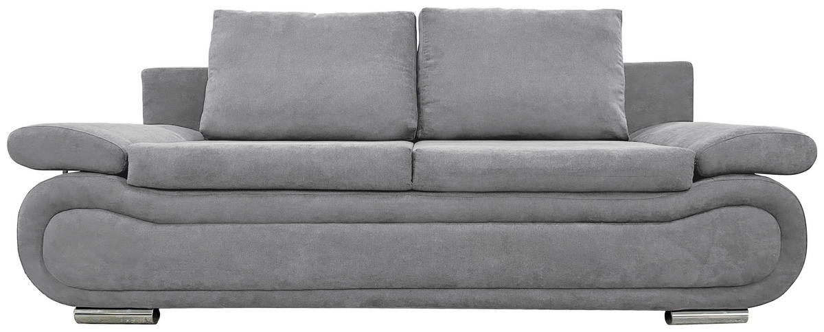 SCHLAFSOFA in Jacquard Dunkelgrau  - Chromfarben/Dunkelgrau, Design, Textil (200/78/90cm) - Venda