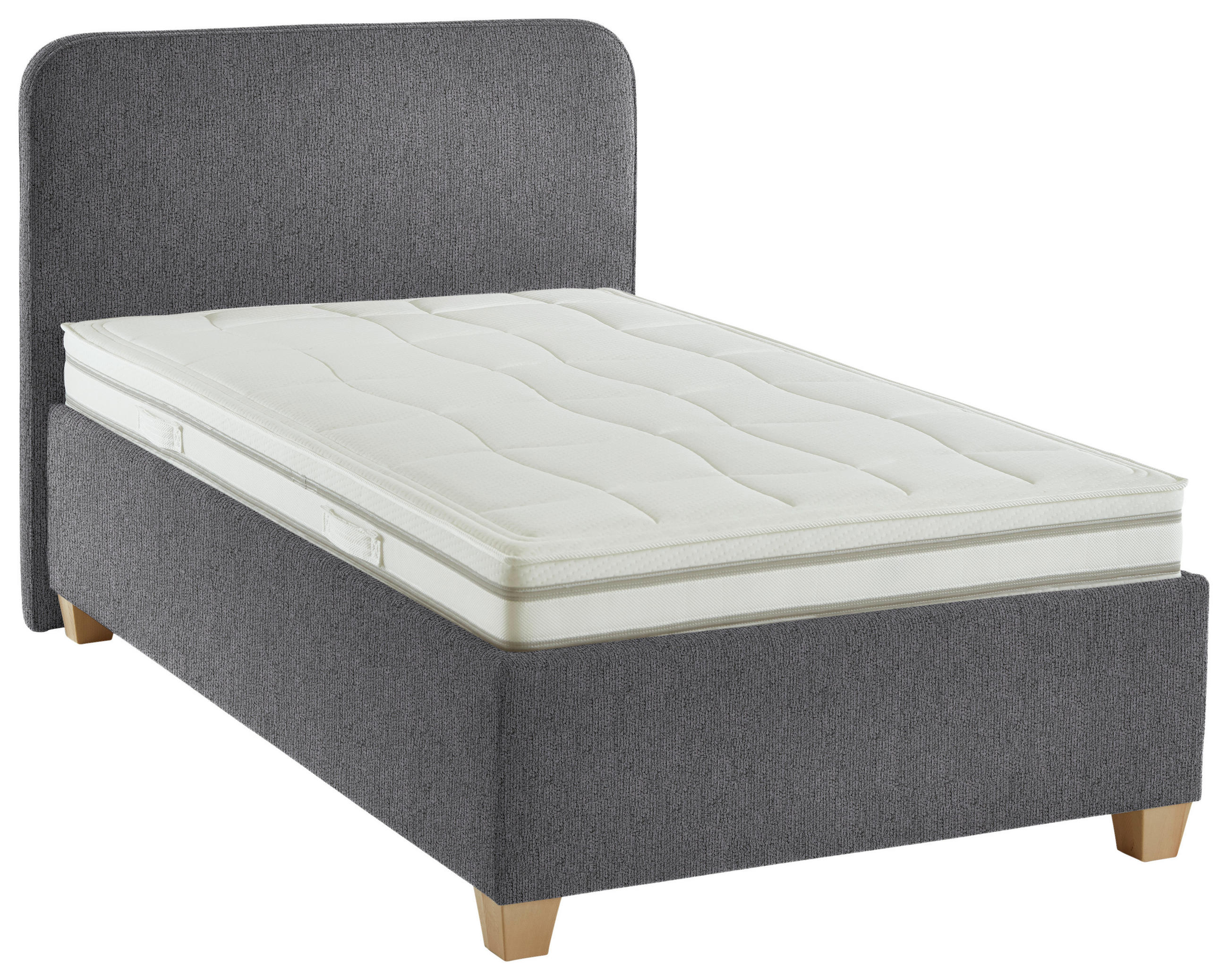 POLSTERBETT Matratze, Lattenrost Dunkelgrau 120/200 cm  - Dunkelgrau/Weiß, KONVENTIONELL, Holz/Textil (120/200cm) - Beldomo - Sleep