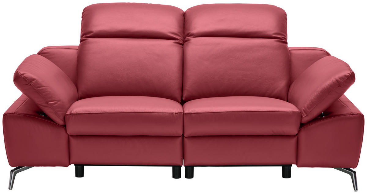 KÉTÜLÉSES KANAPÉ bőr piros  - krómszínű/fekete, Design, műanyag/bőr (194/83-99/110cm) - Celina Home