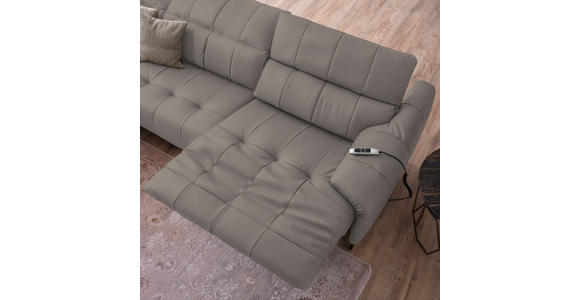 ECKSOFA in Echtleder Greige 165/313 cm - Greige/Schwarz, Design, Leder/Metall (165/313cm) - Emilio Belluti