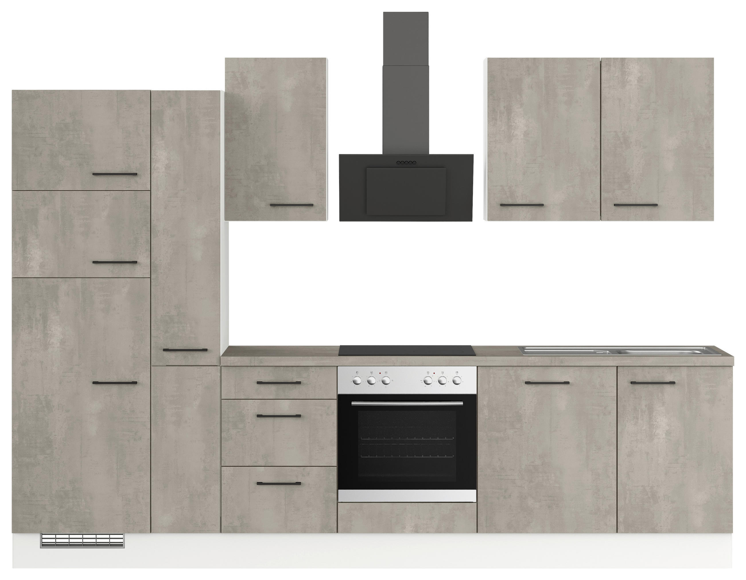 KÜCHENLEERBLOCK 310 cm   in Grau  - Schwarz/Weiß, Design, Holzwerkstoff/Metall (310cm) - Impuls