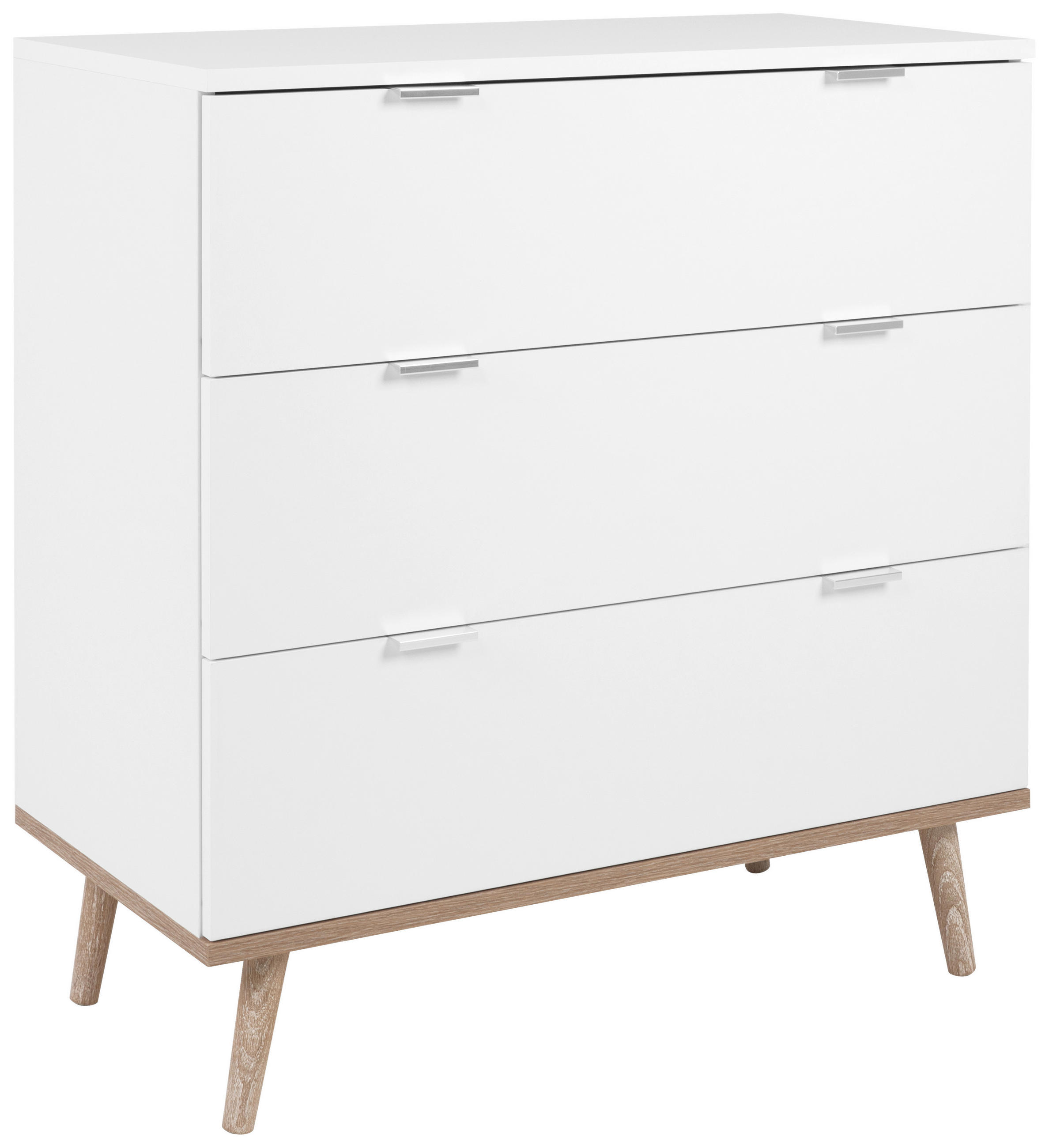 KOMMODE Weiß, Sonoma Eiche - Silberfarben/Weiß, KONVENTIONELL, Holz/Metall (80/86,5/40cm) - MID.YOU