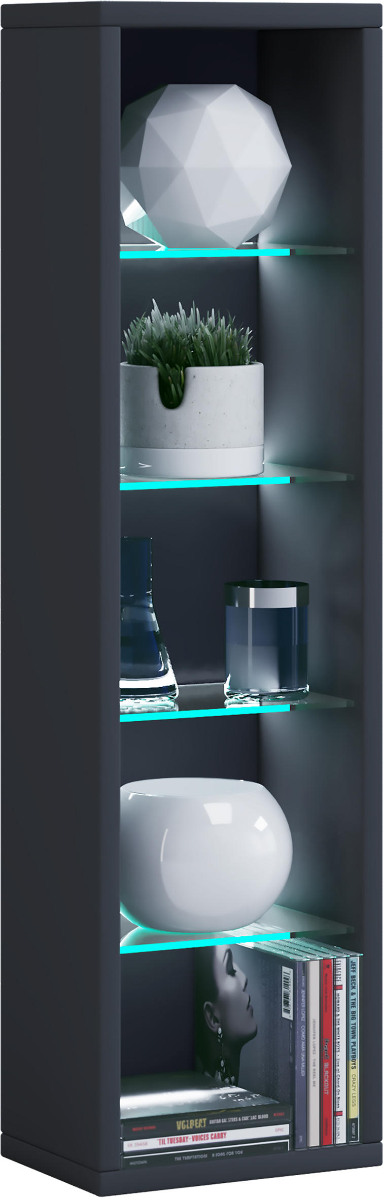 Thumbnail - Mid.you Regal, Schwarz, Glas, 4 Fächer, 21x77x14 cm, Wohnzimmer, Regale, Bücherregale