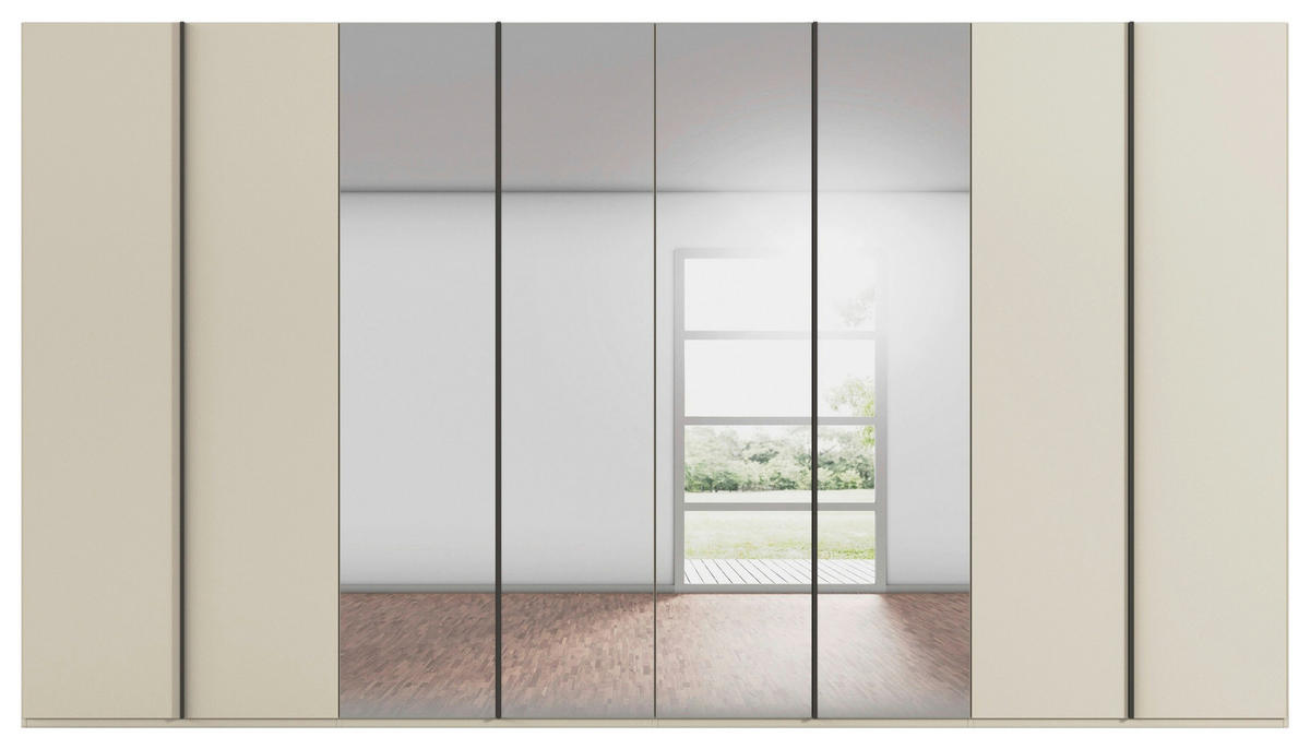 DREHTÜRENSCHRANK 400/235/61 cm,  in Champagner, 8-türig  - Champagner/Graphitfarben, Basics, Glas/Holzwerkstoff (400/235/61cm) - Novel