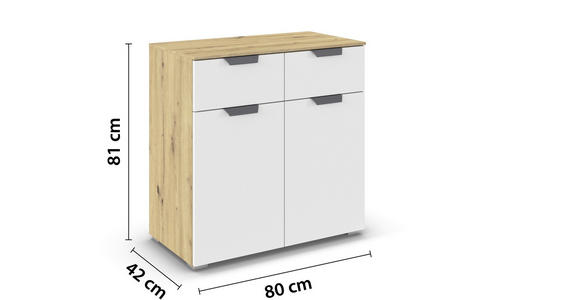 KOMMODE  in 80/81/42 cm  - Dunkelgrau/Weiß, Design, Holzwerkstoff/Metall (80/81/42cm) - Carryhome