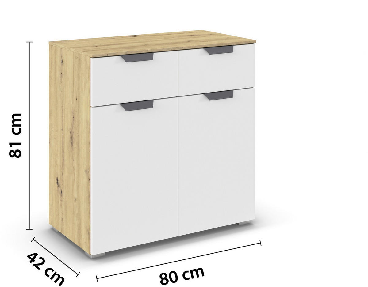 KOMMODE  in 80/81/42 cm  - Dunkelgrau/Weiß, Design, Holzwerkstoff/Metall (80/81/42cm) - Carryhome