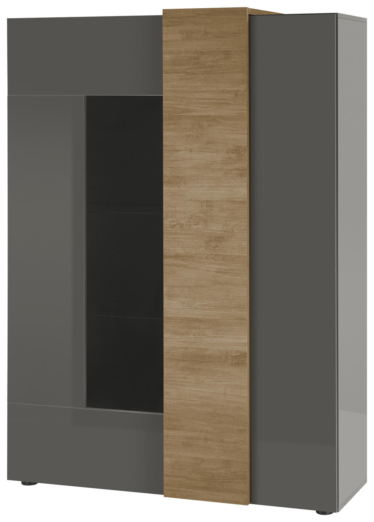 VITRINE in Eichefarben, Dunkelgrau  - Eichefarben/Dunkelgrau, Basics, Glas/Holzwerkstoff (121/168/44cm)