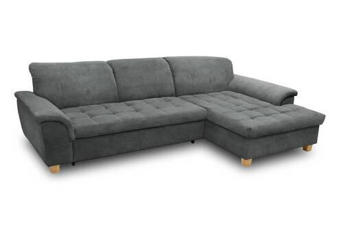 ECKSOFA Dunkelgrau Mikrofaser - Eichefarben/Dunkelgrau, KONVENTIONELL, Holz/Textil (281/170cm) - MID.YOU