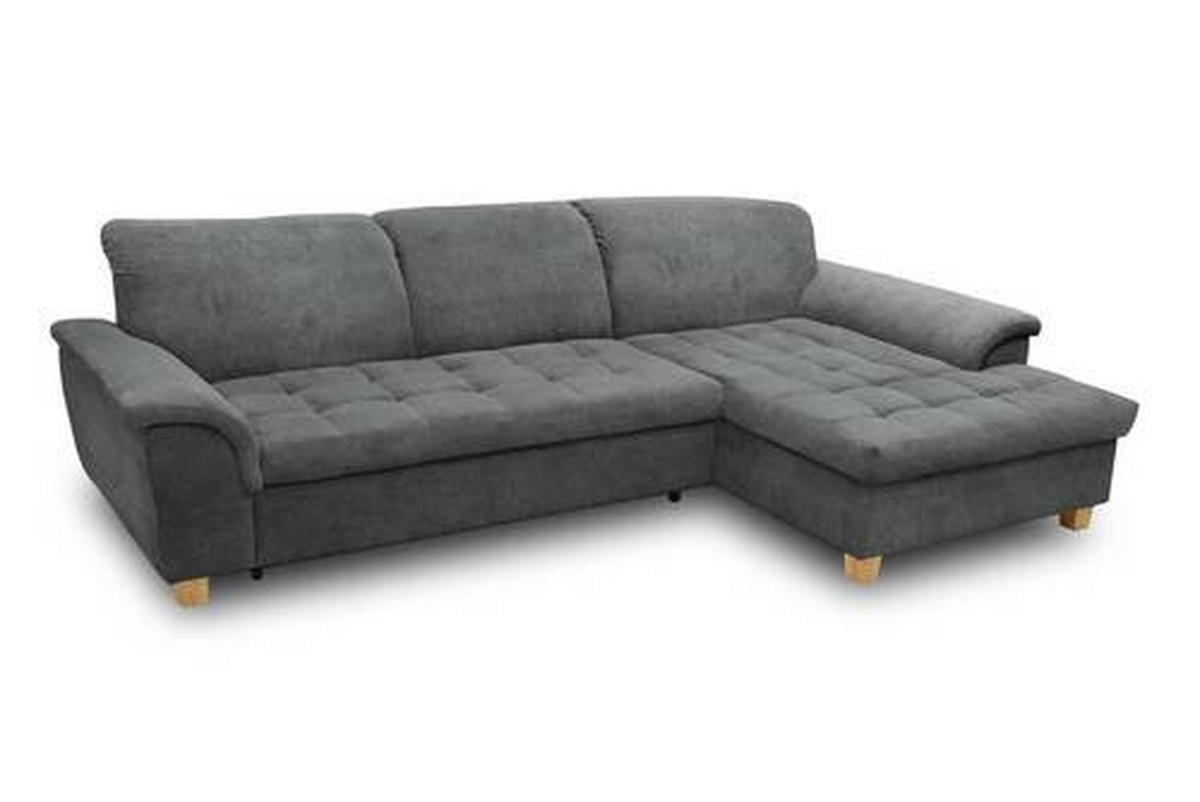 ECKSOFA Dunkelgrau Mikrofaser  - Eichefarben/Dunkelgrau, KONVENTIONELL, Holz/Textil (279/170cm) - MID.YOU