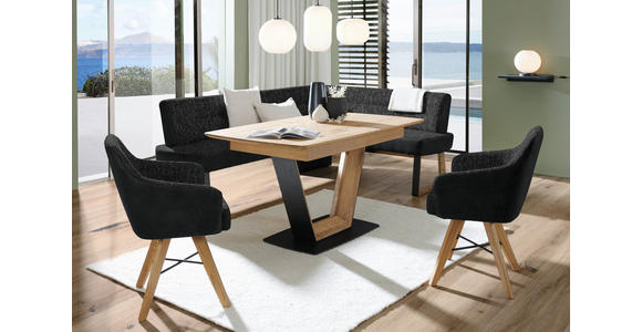 ARMLEHNSTUHL in Holz, Metall, Textil Schwarz, Eichefarben  - Eichefarben/Schwarz, KONVENTIONELL, Holz/Textil (64/86/60cm) - Voleo