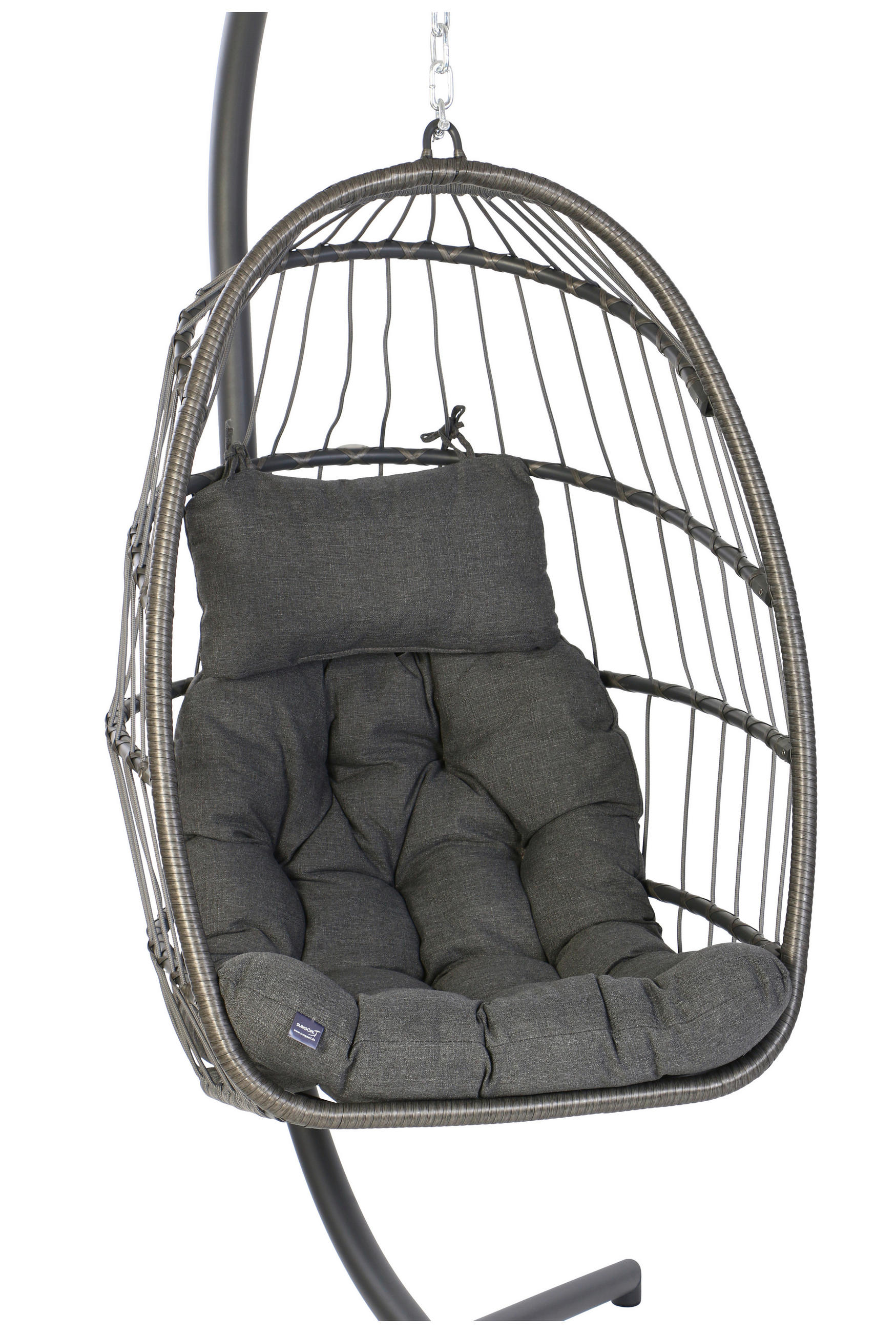 HÄNGESESSEL 95/196/95 cm  - Anthrazit/Grau, KONVENTIONELL, Kunststoff/Textil (95/196/95cm)