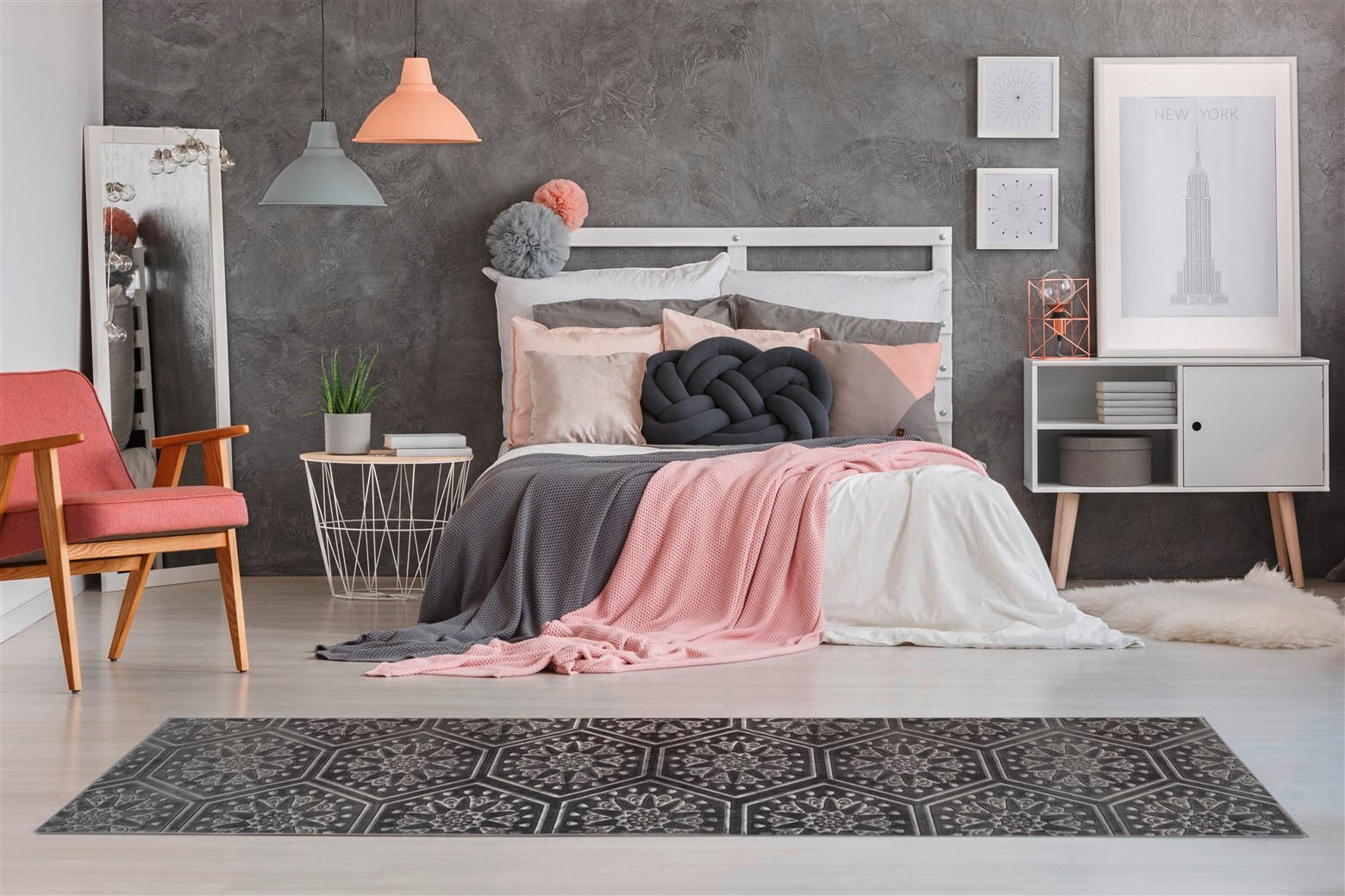 LÄUFER 80/300 cm Monroe 225 Anthrazit Anthrazit  - Anthrazit, KONVENTIONELL, Kunststoff/Textil (80/300cm)