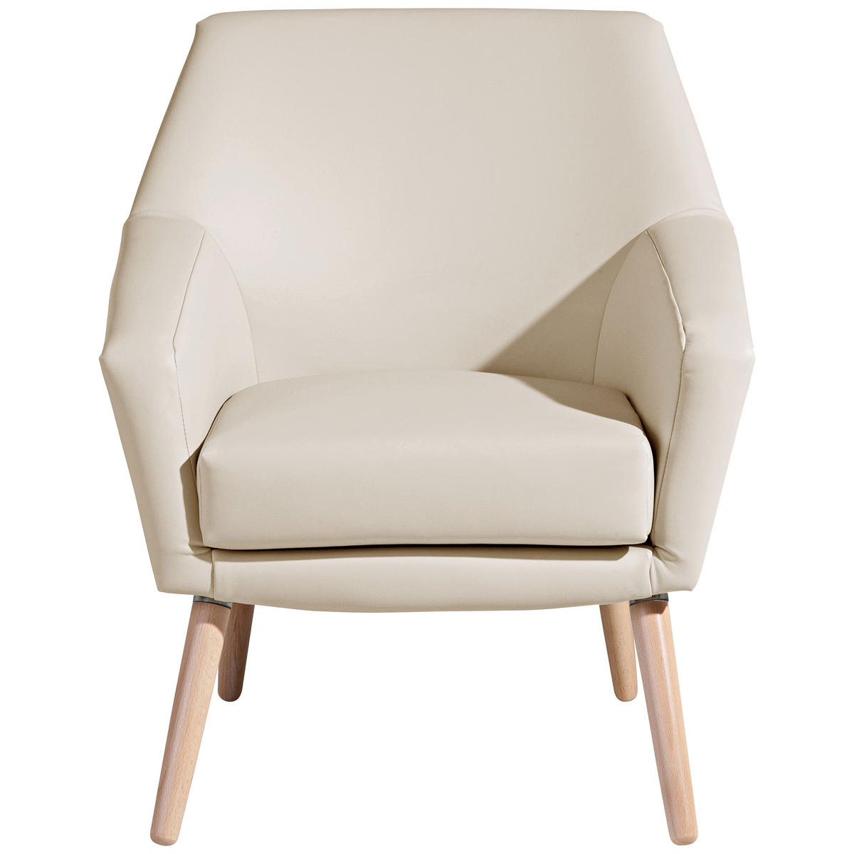 SESSEL in Lederlook Beige  - Beige/Buchefarben, Design, Holz/Textil (67/81/71cm) - Max Winzer