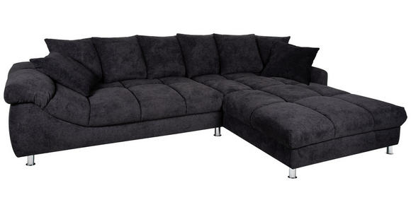 ECKSOFA Schwarz Webstoff  - Chromfarben/Schwarz, Design, Textil/Metall (337/228cm) - Carryhome