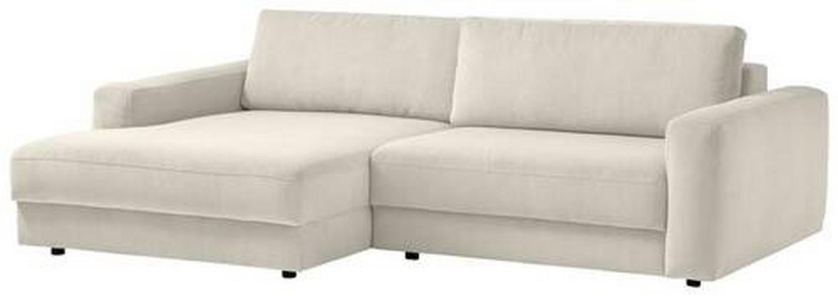 ECKSOFA in Cord Creme  - Creme/Schwarz, Modern, Textil (176/250cm) - Trendmanufaktur
