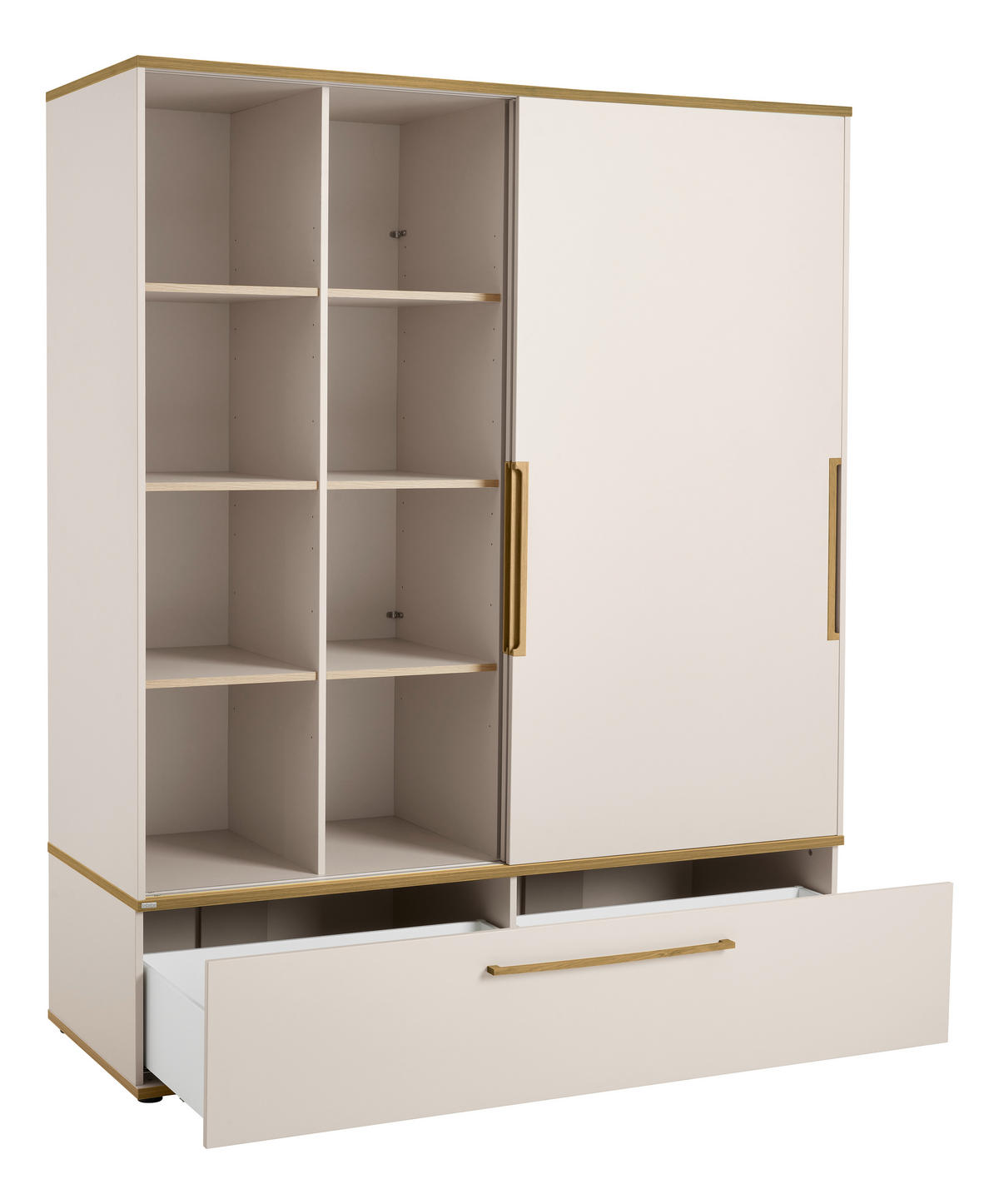 BABA RUHÁSSZEKRÉNY Stiene  - bézs/tölgyfa, Basics, faalapú anyag (164/200/62cm) - Paidi