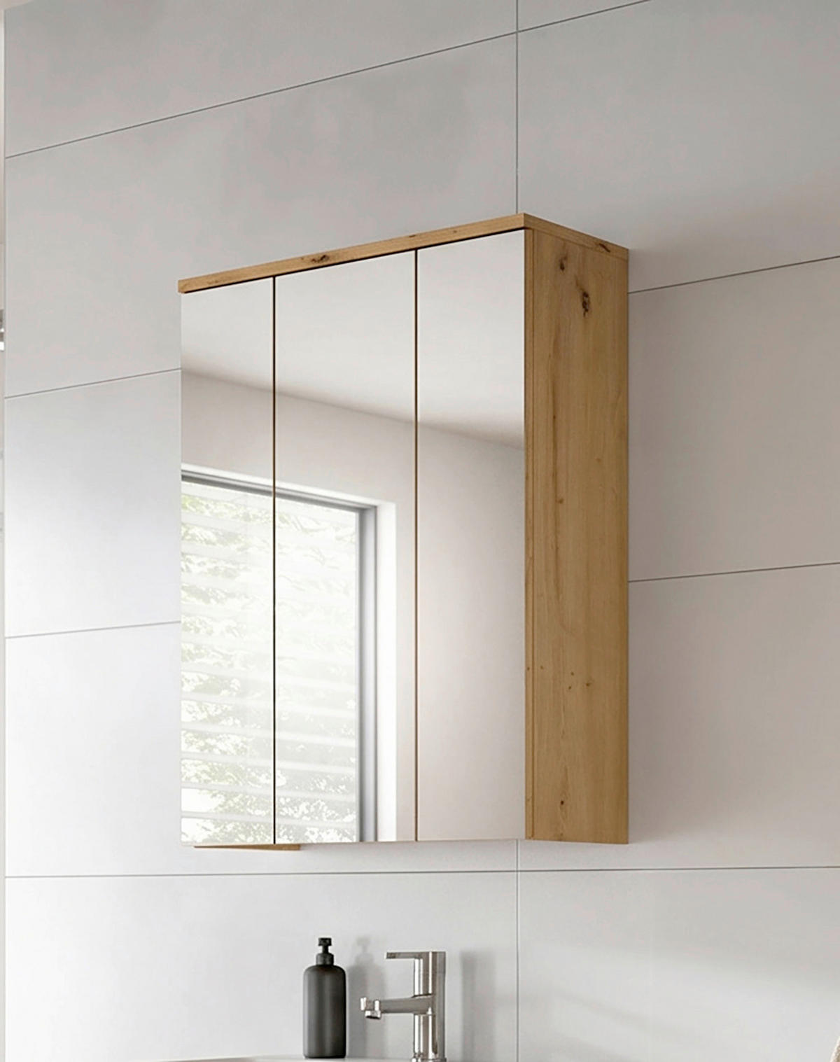 SPIEGELSCHRANK 60/77/21 cm  - Eiche Artisan, Trend, Glas/Holzwerkstoff (60/77/21cm) - MID.YOU