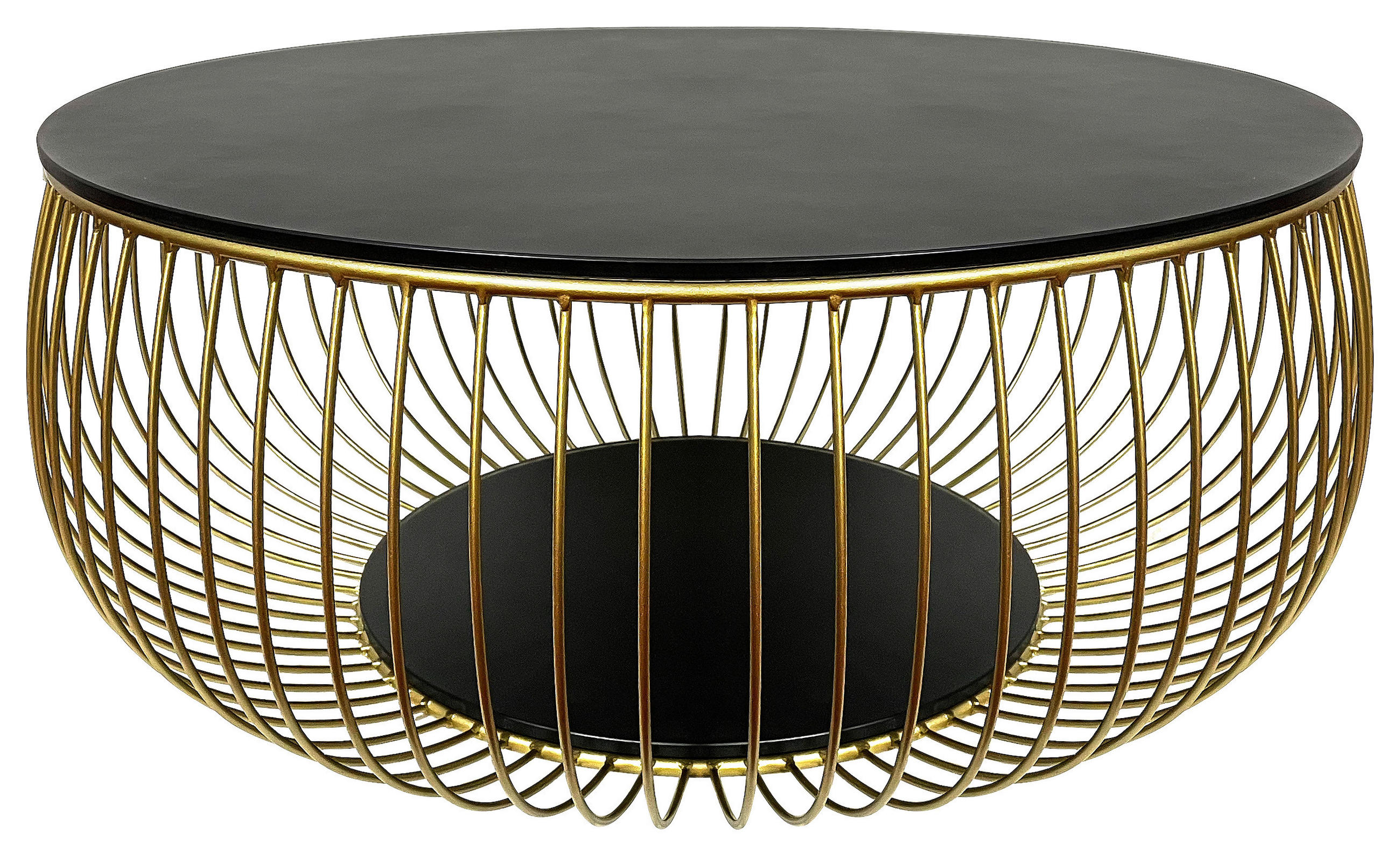 COUCHTISCH ESG 86/86/35 cm rund Schwarz, Goldfarben  - Goldfarben/Schwarz, Design, Glas/Metall (86/86/35cm) - Novel